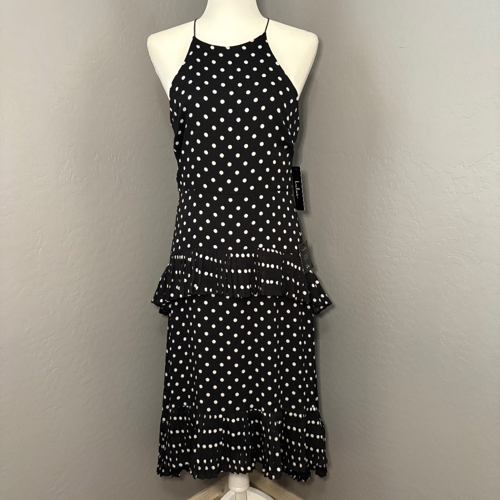 NWT Lulu’s Envy Black and White Polka Dot Midi Size M‎